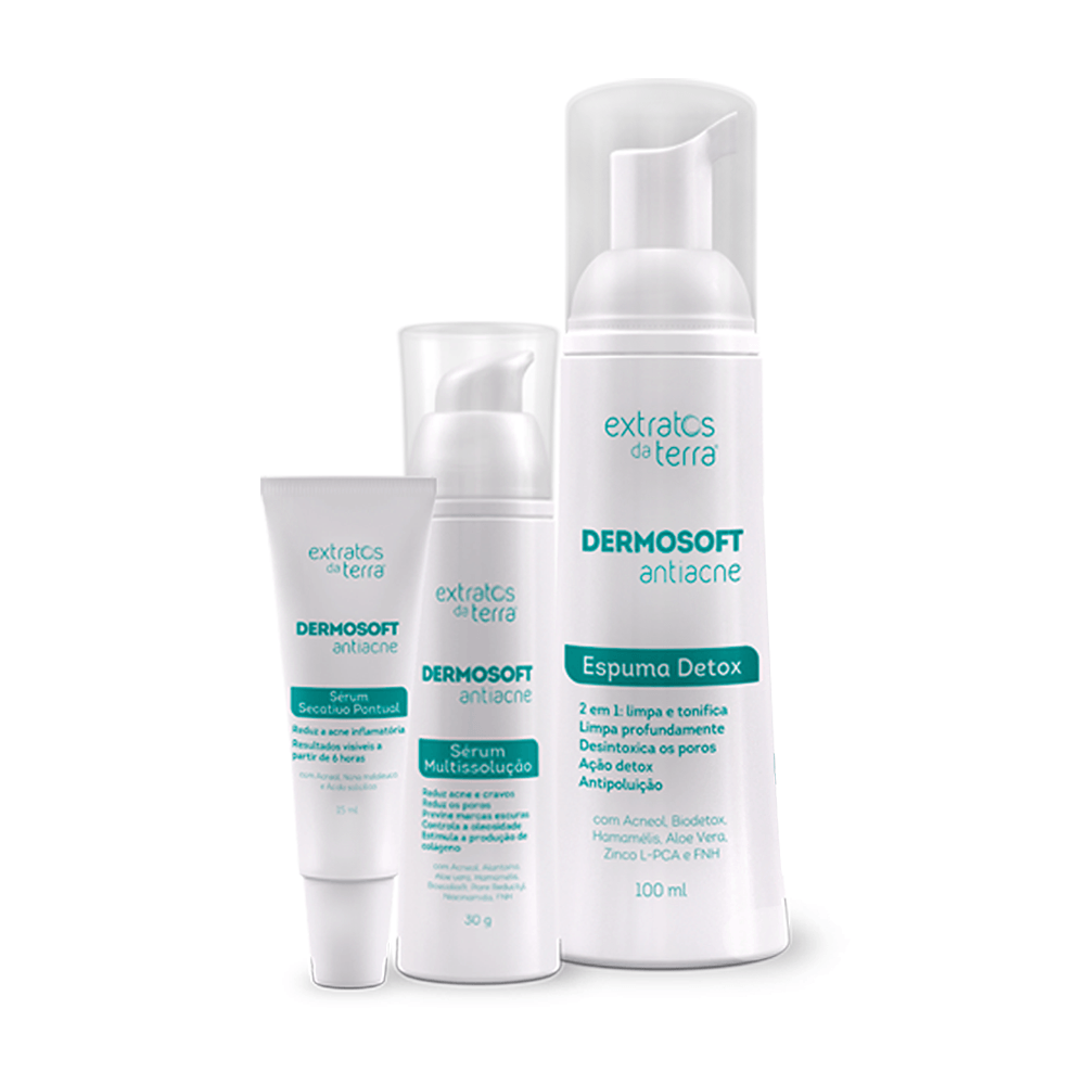 Kit antiacne home care dermosoft extratos da terra fisiofernandes